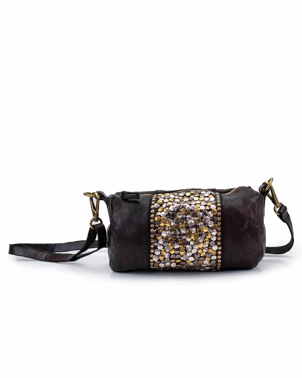 Borsa a tracolla nera con borchie