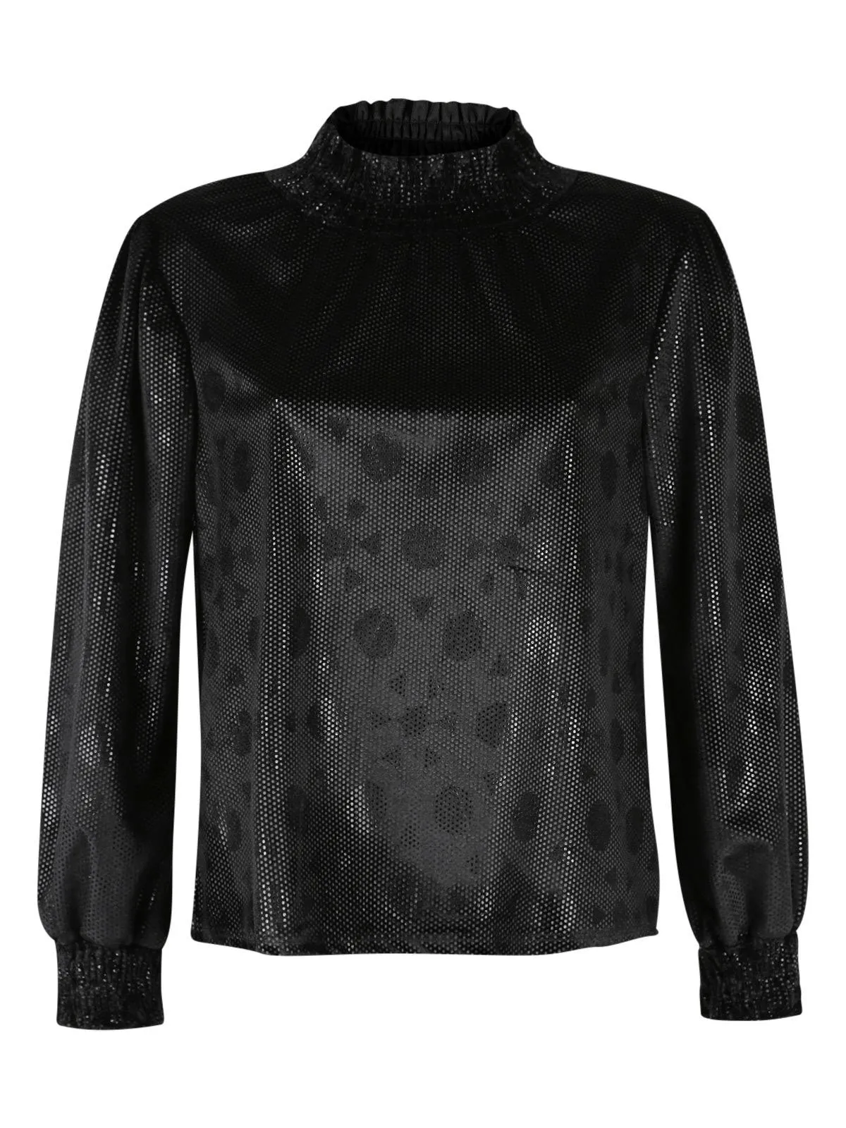 Pink Black Pull en velours à manches bouffantes